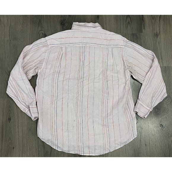 Tommy Bahama Shirt Mens XL Pink Striped Linen Long Sleeve Button Up Casual - Picture 6 of 8